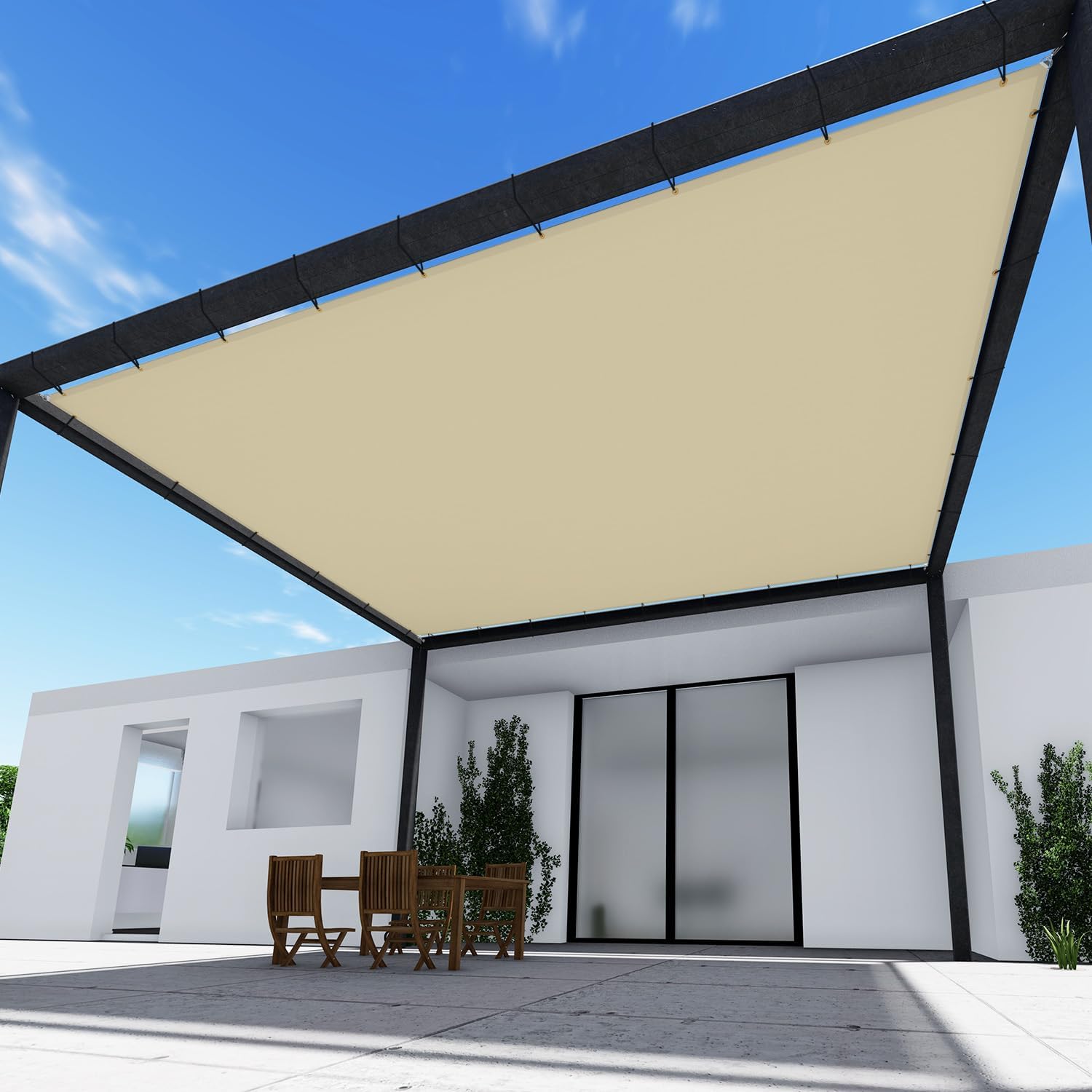 TANG 14' x 31' Waterproof Sun Shade Sail with Grommets — Heavy Duty 185GSM HDPE Rectangle UV Block