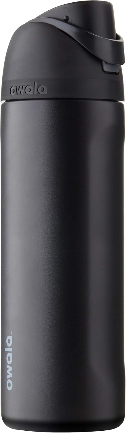 Owala FreeSip Insulated Stainless Steel Water Bottle with Straw — 24 oz, Very Very Dark