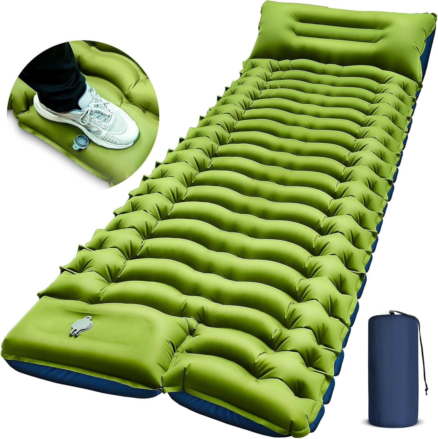 FUN PAC Sleeping Pad — Ultralight Inflatable Camping Mat with Built-in Foot Pump, R-Value 4.0